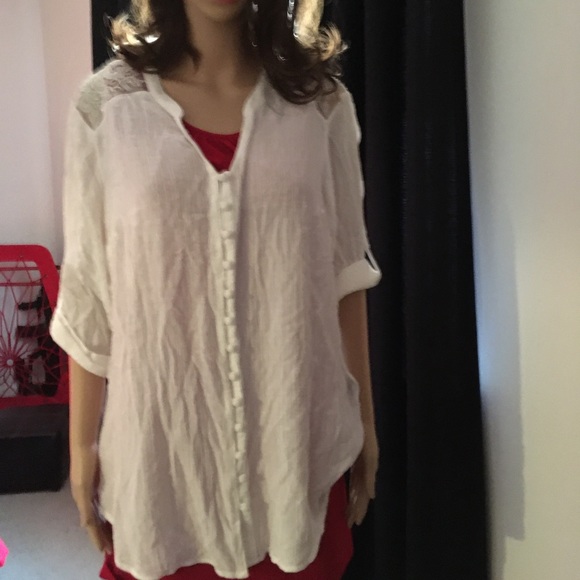 Torrid White Beaded Lace Button Down Size 0 Large - Picture 3 of 8